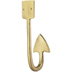 MyGift Handcrafted Vintage Gold Metal Wall Mounted Coat Hook with Arrow Shaped Design, Entryway Hanging Storage Hooks, Set of 4 - Made in India