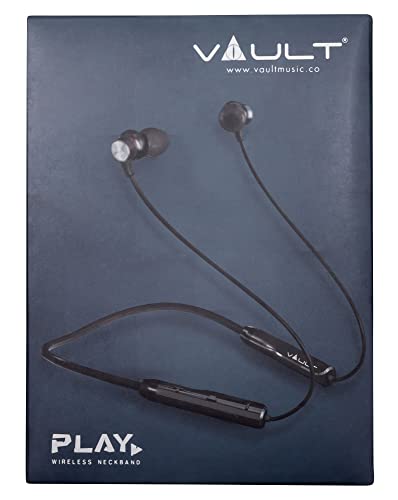 Vault Play Bluetooth Neckband Headphones with Magnetic Earbuds with in-line Mic for Smartphones, Tablets, PC & Laptop