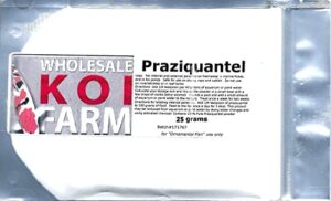 wholesalekoifarm praziquantel for ornamental fish health - effective treatment of flukes and other infections in koi and aquarium fish - (25 gram)