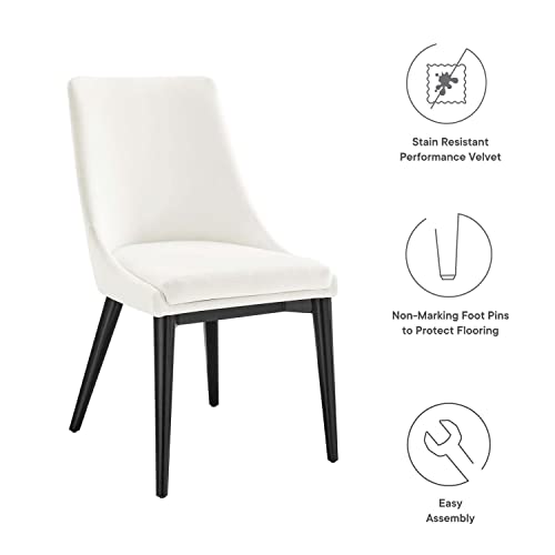 Modway Viscount Performance Velvet Dining Chair with White Finish EEI-5009-WHI