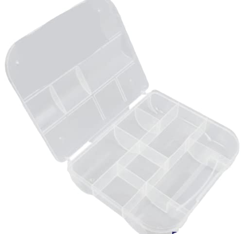 2 Pack Stackable Clear Plastic Organizer Box with Dividers for Legos, Arts & Crafts, Fishing Tackle and Jewelry, 7.625x6.75x2.25-in