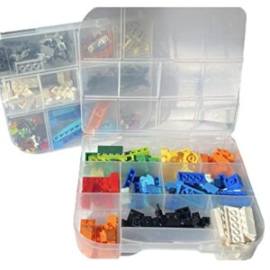 2 Pack Stackable Clear Plastic Organizer Box with Dividers for Legos, Arts & Crafts, Fishing Tackle and Jewelry, 7.625x6.75x2.25-in