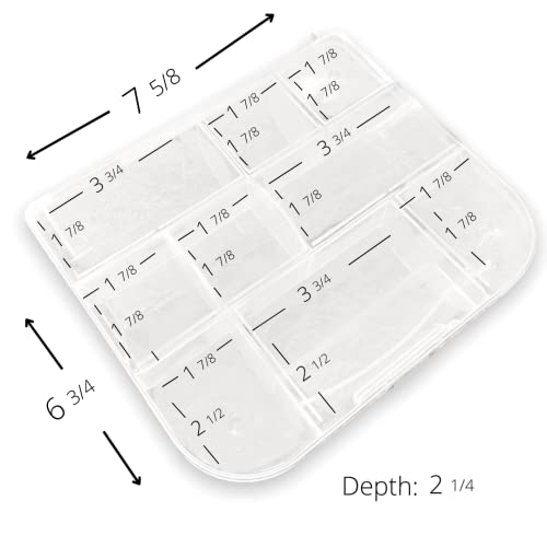 2 Pack Stackable Clear Plastic Organizer Box with Dividers for Legos, Arts & Crafts, Fishing Tackle and Jewelry, 7.625x6.75x2.25-in