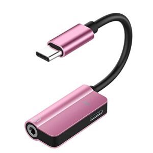 1pc usb type c to 3.5mm jack type c audio splitter headphone cable earphone aux 3.5 adapter charger usb-c (pink, one size)