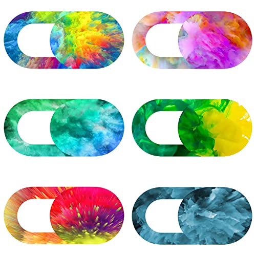 Webcam Cover Slide, Ultra-Thin 0.023inch Laptop Camera Cover Slide, 6 Pack Computer Camera Cover Slide for MacBook Air/IPad/PC/Phone, Protect Privacy and Security - New Definition (Color Explosion)