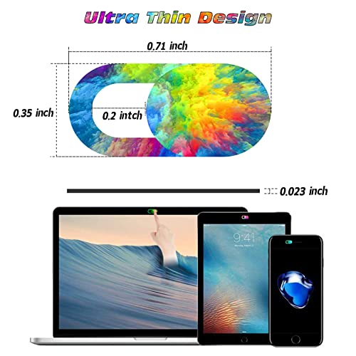 Webcam Cover Slide, Ultra-Thin 0.023inch Laptop Camera Cover Slide, 6 Pack Computer Camera Cover Slide for MacBook Air/IPad/PC/Phone, Protect Privacy and Security - New Definition (Color Explosion)