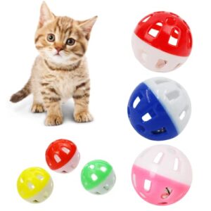 10 pcs 1.6" cat balls with bell big lattice wiggly jingle rattle plastic toy assorted color