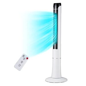 tangkula 48-inch tower fan with remote control, quiet bladeless tower fan w/ 3 speeds, 3 modes, 1-15h timer & led display, 80° oscillating floor standing fan, portable circulating fan for home office