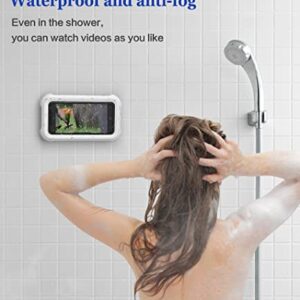 Waterproof Shower Phone Holder with 360° Rotation, Angle Adjustable, Wall Mounted Phone Holder for Bathroom Mirror Bathtub Kitchen, Up to 6.8 Inch (2 Pack)