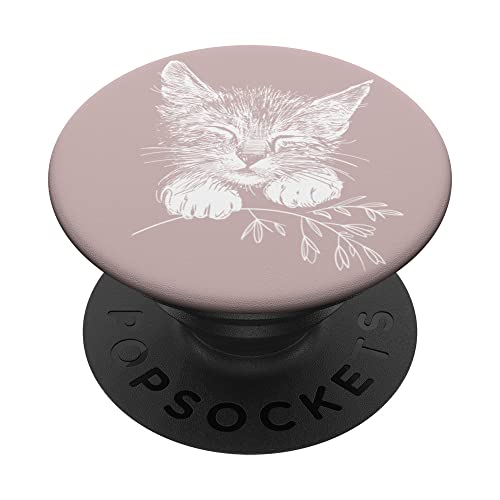 Sleeping Kitty with little twig, Cat PopSockets Standard PopGrip