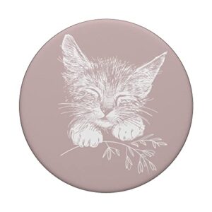 Sleeping Kitty with little twig, Cat PopSockets Standard PopGrip