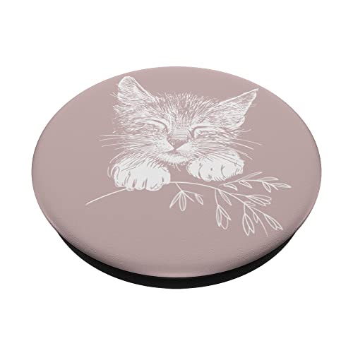 Sleeping Kitty with little twig, Cat PopSockets Standard PopGrip