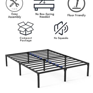 UrbanLab QuickLock Metal Platform Queen Bed Frame | Quiet & Sturdy | No Box Spring Needed | 14 inch Mattress Foundation Metal Bed Frame Queen Size | 3500 LB Limit Queen Platform Bed Frame