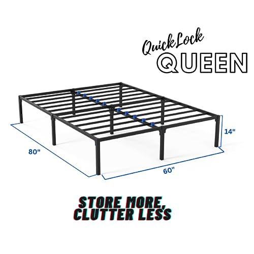 UrbanLab QuickLock Metal Platform Queen Bed Frame | Quiet & Sturdy | No Box Spring Needed | 14 inch Mattress Foundation Metal Bed Frame Queen Size | 3500 LB Limit Queen Platform Bed Frame