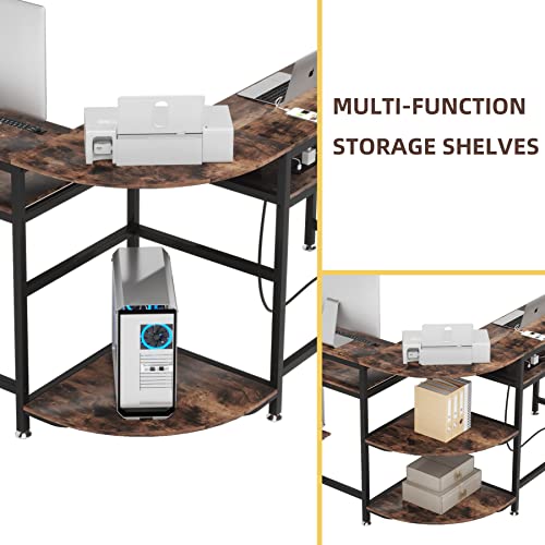 Tiyase L Shaped Desk With Power Outlet And Usb Port In L Shaped