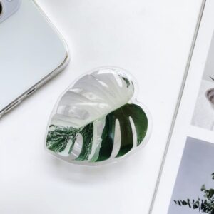 Monstera Philodendron Anthurium Leaf Tropical Aroid Plant Pop Out Phone Grip Holder Accessory (Albo Monstera)