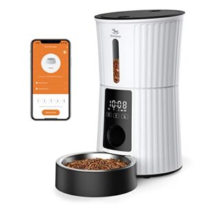 petory automatic cat feeders wi-fi - 4l dry food dispenser for cats and dogs 10 meals per day smart pet feeder with desiccant bag dual power supply 10s voice recorder