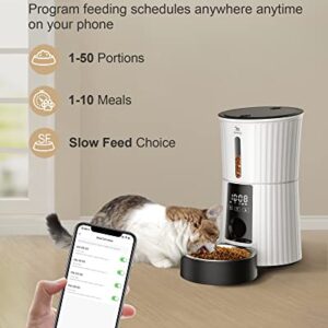 Petory Automatic Cat Feeders Wi-Fi - 4L Dry Food Dispenser for Cats and Dogs 10 Meals per Day Smart Pet Feeder with Desiccant Bag Dual Power Supply 10S Voice Recorder