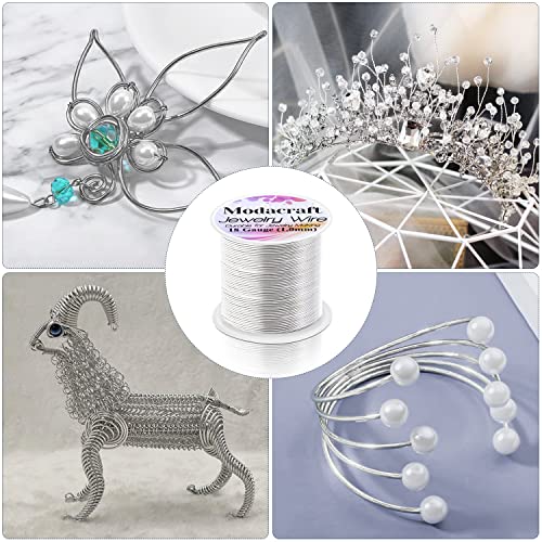 18 Gauge Silver Jewelry Wire with 4 in 1 Plier modacraft 65FT Craft Wire 1 MM Tarnish Resistant Copper Wire ​Beading Wire for Jewelry Making Supplies and Crafting