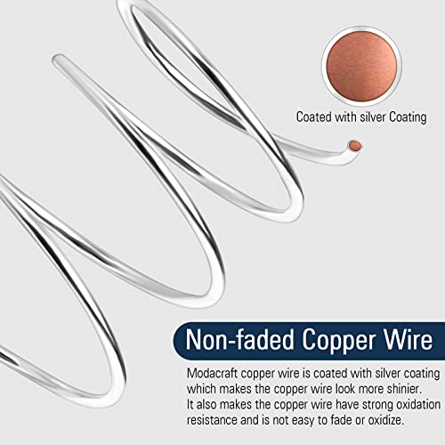 18 Gauge Silver Jewelry Wire with 4 in 1 Plier modacraft 65FT Craft Wire 1 MM Tarnish Resistant Copper Wire ​Beading Wire for Jewelry Making Supplies and Crafting