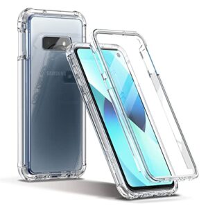 suritch clear case for samsung galaxy s10e,【built in screen protector】【support wireless charging】hybrid protection hard shell+soft tpu bumper rugged case shockproof for samsung s10e 5.8" (clear frame)