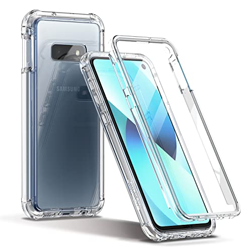 SURITCH Clear Case for Samsung Galaxy S10e,【Built in Screen Protector】【Support Wireless Charging】Hybrid Protection Hard Shell+Soft TPU Bumper Rugged Case Shockproof for Samsung S10e 5.8" (Clear frame)