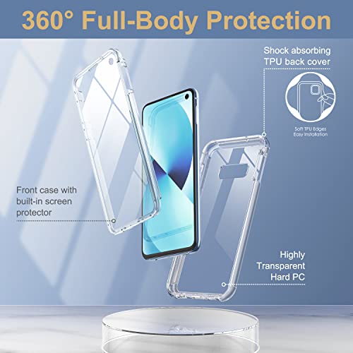 SURITCH Clear Case for Samsung Galaxy S10e,【Built in Screen Protector】【Support Wireless Charging】Hybrid Protection Hard Shell+Soft TPU Bumper Rugged Case Shockproof for Samsung S10e 5.8" (Clear frame)