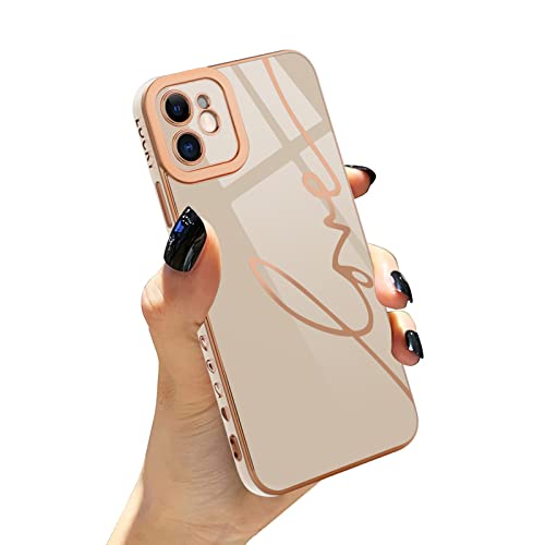 OOK Compatible with iPhone 11 Case Love Letter Graphic Luxury Electroplated Case Soft TPU Shockproof Full Camera Lens Protective Case for iPhone 11 6.1 Inch-White