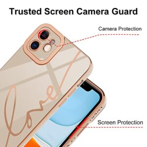 OOK Compatible with iPhone 11 Case Love Letter Graphic Luxury Electroplated Case Soft TPU Shockproof Full Camera Lens Protective Case for iPhone 11 6.1 Inch-White