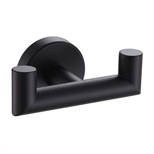 Orlif Double Towel Hook，Black SUS304 Stainless Steel Robe Hook Wall Mounted Bath Towel Hanger Towel Holder Coat Hook for Bathroom, Kitchen, Bedroom, Hotel…