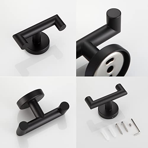 Orlif Double Towel Hook，Black SUS304 Stainless Steel Robe Hook Wall Mounted Bath Towel Hanger Towel Holder Coat Hook for Bathroom, Kitchen, Bedroom, Hotel…