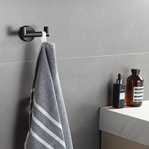 Orlif Double Towel Hook，Black SUS304 Stainless Steel Robe Hook Wall Mounted Bath Towel Hanger Towel Holder Coat Hook for Bathroom, Kitchen, Bedroom, Hotel…