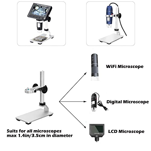 Ninyoon Universal Microscope Stand Pro, Stable Professional Aluminum Alloy Scope Base Holder Support Bracket for Max Diameter 1.4" USB Digital Wireless WiFi Microscope Endoscope Magnifier Camera