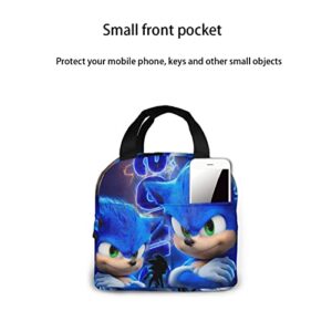 SHEFDVEG Cute Blue Lunch Bag for Boys Girls kawaii Reusable Insulated Lunch Box - Leakproof Cooler Tote Bag Freezable Lunch Bag for Office Work School