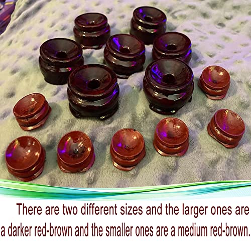 KAZETEC 2 Sizes Wooden Egg Stands Holders Displays Stand Ball Egg Base for Crystal Ball Sphere Globe Stone Decor Dark Red Color 1.2inch（7PCS）＆1.5inch(7PCS )