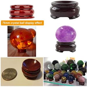 KAZETEC 2 Sizes Wooden Egg Stands Holders Displays Stand Ball Egg Base for Crystal Ball Sphere Globe Stone Decor Dark Red Color 1.2inch（7PCS）＆1.5inch(7PCS )