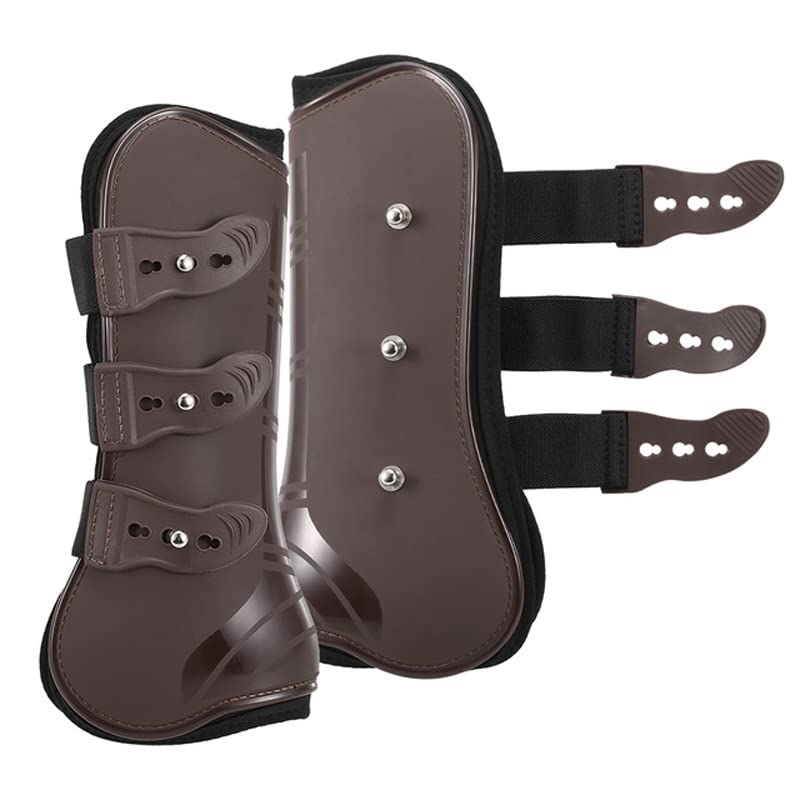 N/A Front Hind Leg Boots Adjustable Horse Leg Boots Equine Front Hind Leg Guard Equestrian Tendon Protection Horse Hock Brace (Color : Brown, Size : One Size)