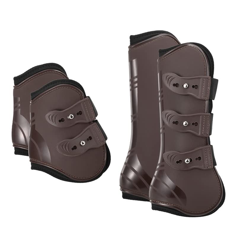 N/A Front Hind Leg Boots Adjustable Horse Leg Boots Equine Front Hind Leg Guard Equestrian Tendon Protection Horse Hock Brace (Color : Brown, Size : One Size)