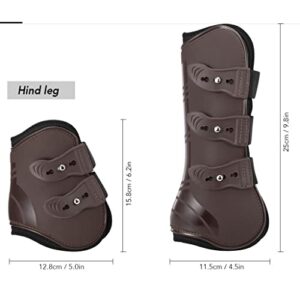 N/A Front Hind Leg Boots Adjustable Horse Leg Boots Equine Front Hind Leg Guard Equestrian Tendon Protection Horse Hock Brace (Color : Brown, Size : One Size)