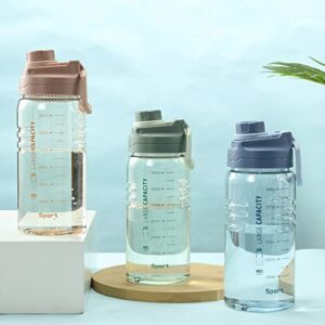 NUZYZ 1.5L water bottle high temperature resistant PC material gym water bottle large capacity waterbottle with handle reusable water bottle Coffee 1.5L