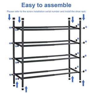 YOUDENOVA 2-Tier Expandable Shoe Rack, Stackable and Adjustable Metal Shoe Shelf, Iron Shoe Storage Organizer for Entryway, Closet, Doorway, Black