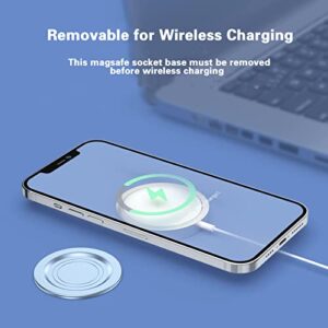 AUROX Compatible with MagSafe Base for iPhone 14 13 12 Magnetic Base Plate【Base Only】 Intended for Pop Socket Grip and Phone Ring Holder【Removable Wireless Charging】(White)