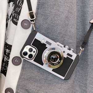 Losin Emily in Paris Phone Case Compatible with iPhone 13 Pro Max for Women and Girls Camera Case Cute Vintage 3D Design Fashion Neck Strap Crossbody Strap Lanyard Cover Shockproof Protective Cover