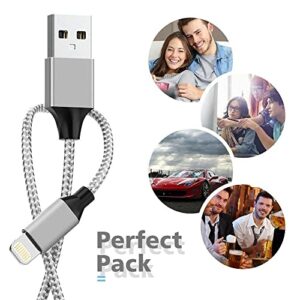 [Apple MFi Certified] 6Pack[3/3/6.1/6.1/6.1/10FT] iPhone Charger Lightning Cable Compatible iPhone 14Pro/14/13Pro/13/12Pro/12/11Pro/11/XS and More(Silver)