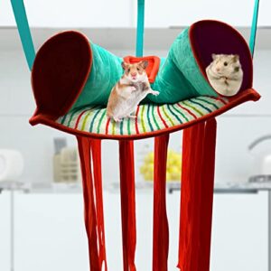 PINVNBY Hamster Tunnel Hammock Hanging Ferret Hideout Cage Accessories Guinea Pig Hammock Sugar Glider Hideaway Tent Toys for Chinchilla Rats Hedgehog Squirrel and Other Small Animals