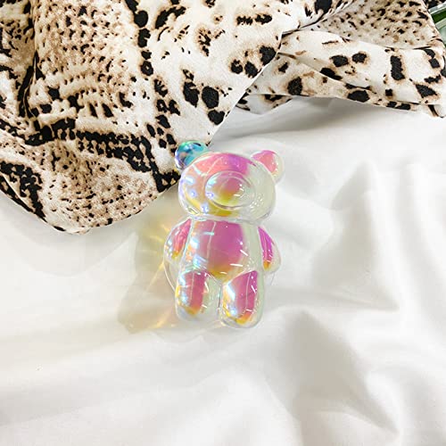 yxsian69g Mobile Phone Grip Holder Easy Installation Multi-Purpose Adorable 3D Laser Bear Phone Holder Mobile Grip Bracket Multicolor