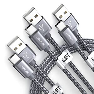 jsaux 3.1a fast charging [3-pack 6.6ft], type c cable usb-a to usb-c charge cord compatible with samsung galaxy s20 s10 s9 s8 plus, note 10 9 8, lg, usb c charger and more-grey