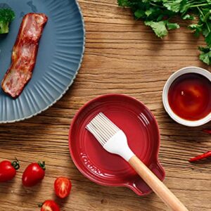 Yoeuen Ceramic Spoon Rest for StoveTop, Heat-Resistant Spoon Holder for Kitchen Counter, Large Utensil Rest for Spatula, Spoons or Tongs, Red 1pcs