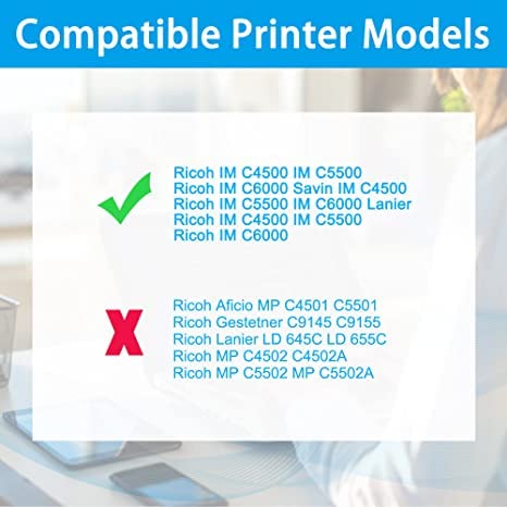 LCL Compatible Toner Cartridge Replacement for Ricoh 842279 842280 842281 842282 IM C4500 IM C5500 IM C6000 High Yield IM C4500 IM C5500 IM C6000 Savin IM C4500 IM C5500 IM C6000 (4-Pack KCMY)