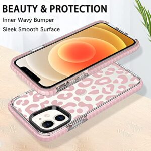 ZIYE Clear Case for iPhone 12,iPhone 12 Pro Cover Pink Leopard Design Shockproof Soft TPU Bumper Protective Phone Case for Women Girls Girly Pink Case for iPhone12/12 Pro 6.1 inch